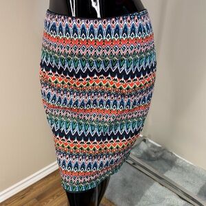 Mario Serrani Multicolor Geometric Pattern Pencil Skirt Sz 10 Vibrant Bold Print